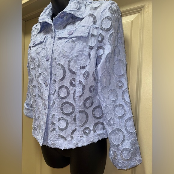 Ruby Rd. Blue Circular Pattern Lightweight Jacket size 8 - Picture 7 of 13